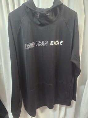 American Eagle Black Hoodie with White Logo